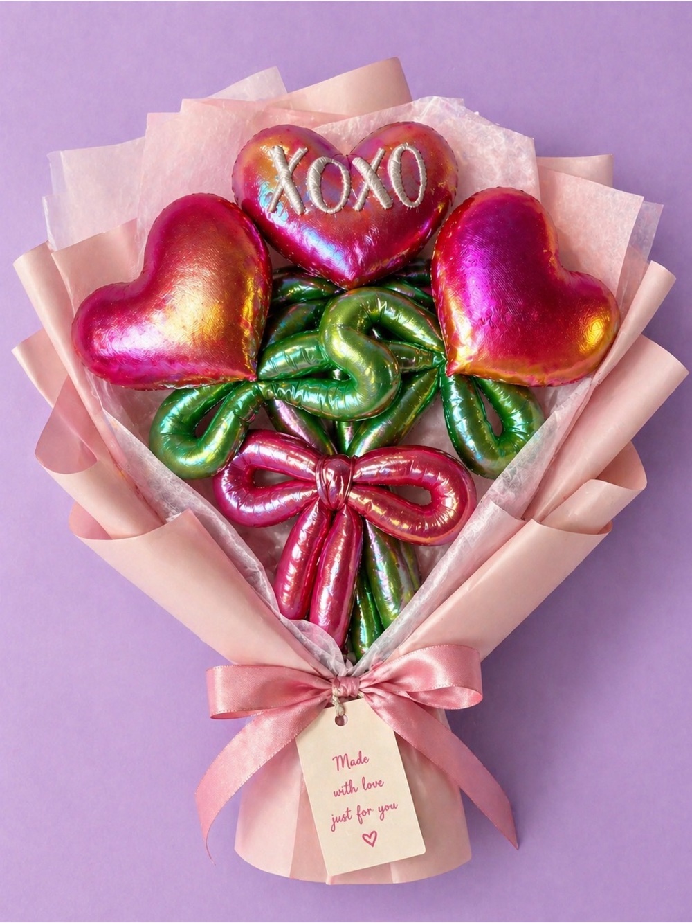 🧸 2/$45 🌹WAY TO CELEBRATE NWT Pink Heart Plush Bouquet Gift + Wrap Service